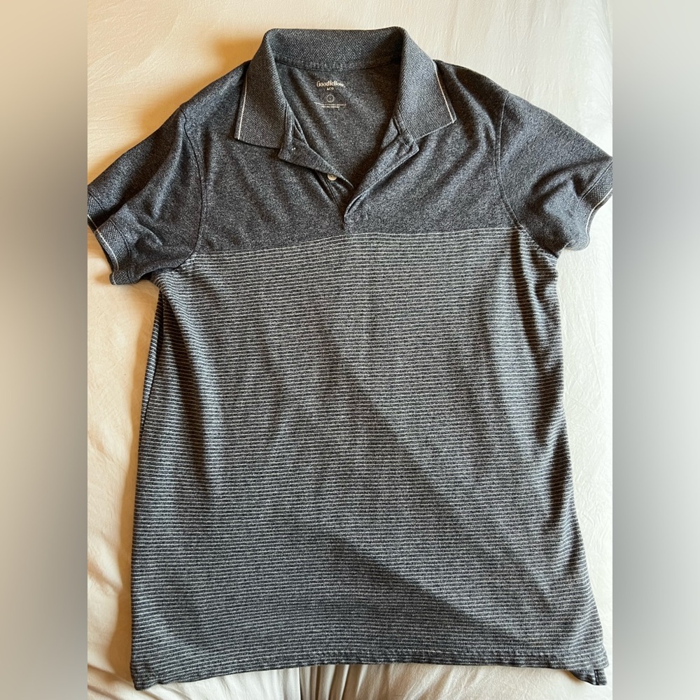 Men’s L Gray Striped & Solid Polo Shirt